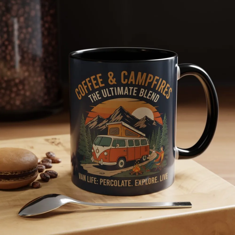 Accent Coffee Mug (11, 15oz) — "Coffee and campfires"