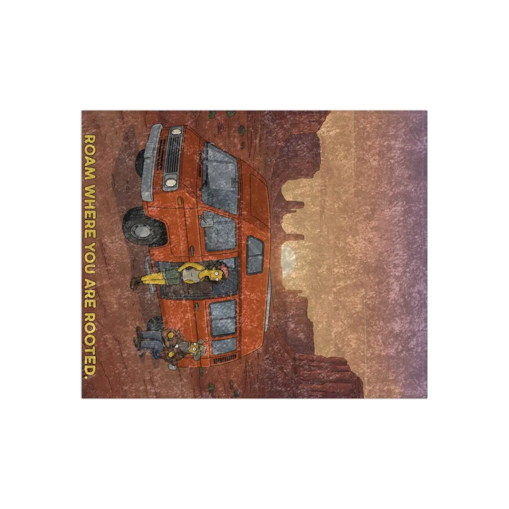 Crushed Velvet Blanket —"Roam Where You Are Rooted" Design Sitcom-Line (Campervan)