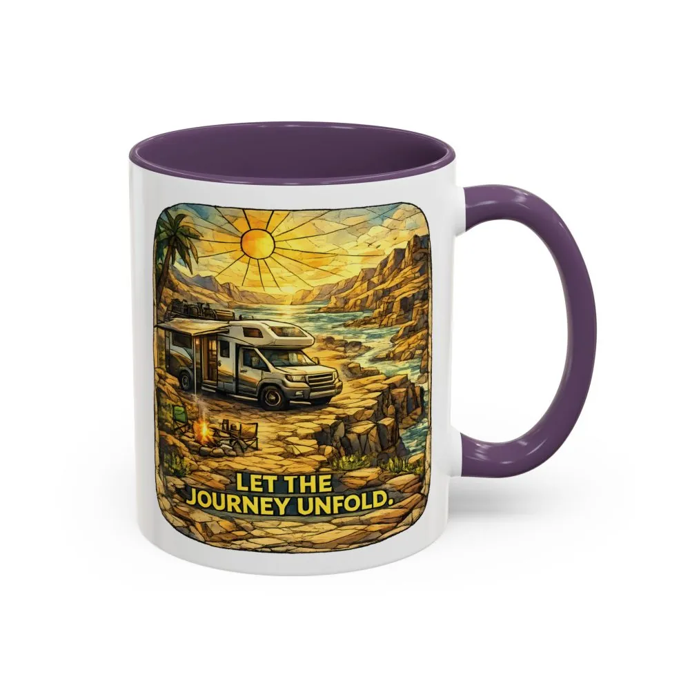 Accent Coffee Mug (11, 15oz) — "Let The Journey Unfold" Design Cubic-Line