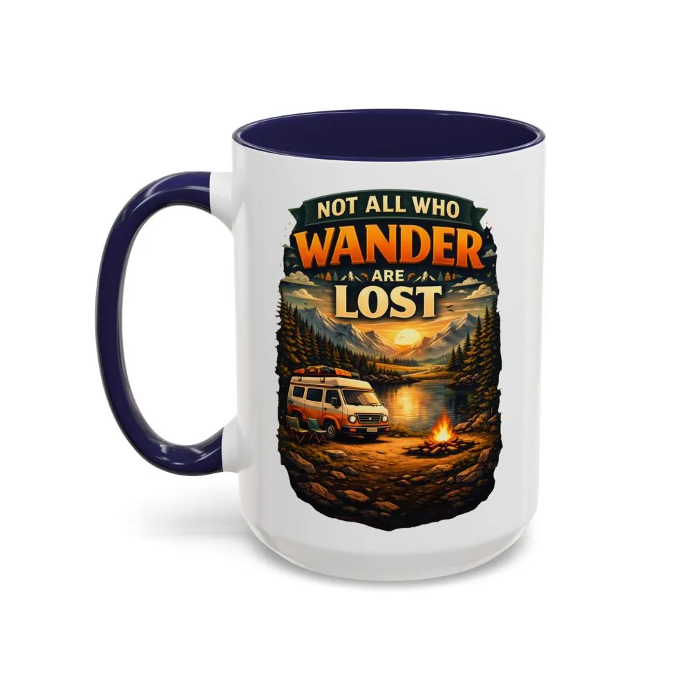 Accent Coffee Mug (11, 15oz) — "Not All Who Wander Are Lost" Design Scenic-Line
