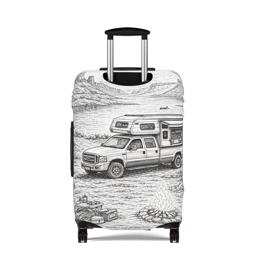 12646541061169112467_2048.jpeg Luggage Cover — Adventure Camper Sketch Travel Suitcase