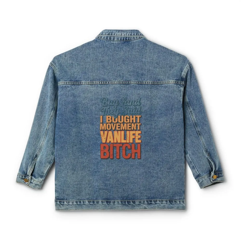 Women's Denim Jacket — "Buy Land They Said" Design F**K-Line