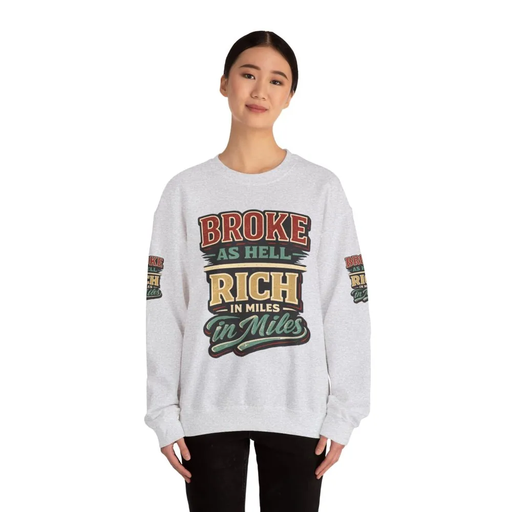 Unisex Heavy Blend™ Crewneck Sweatshirt — "Broke As Hell" Design F**K-Line