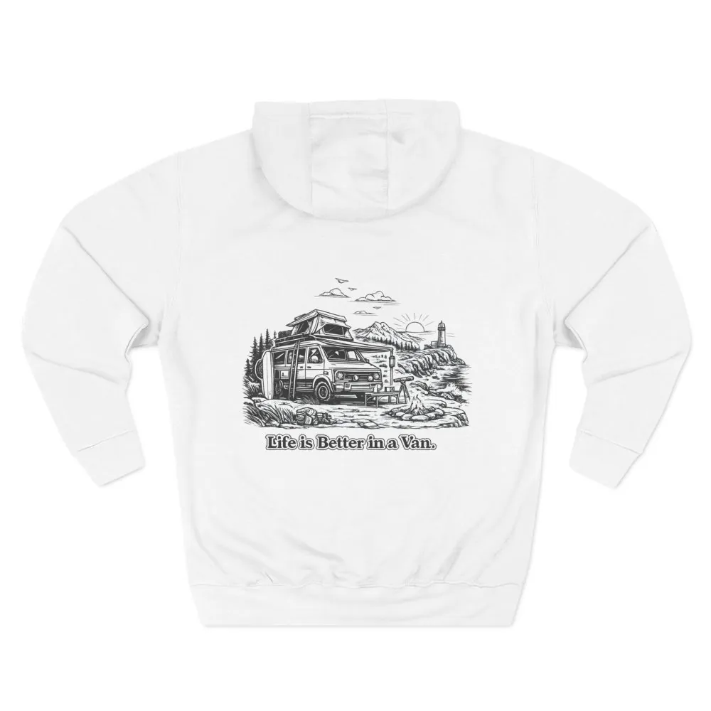 12661336575564283678_2048.jpeg Three-Panel Fleece Hoodie - "Life Is Better In A Van" Design Minimal-Line