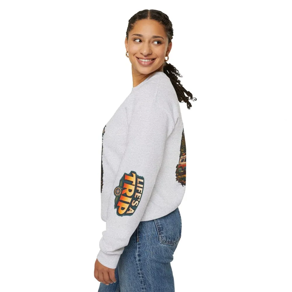 Unisex Heavy Blend™ Crewneck Sweatshirt — "Life s A Trip" Design Scenic-Line