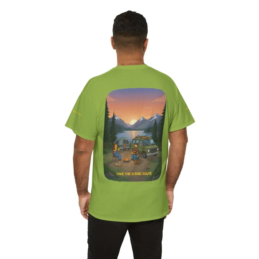 Unisex Heavy Cotton Tee — "Take The Scenic Route" Design Sitcom-Line