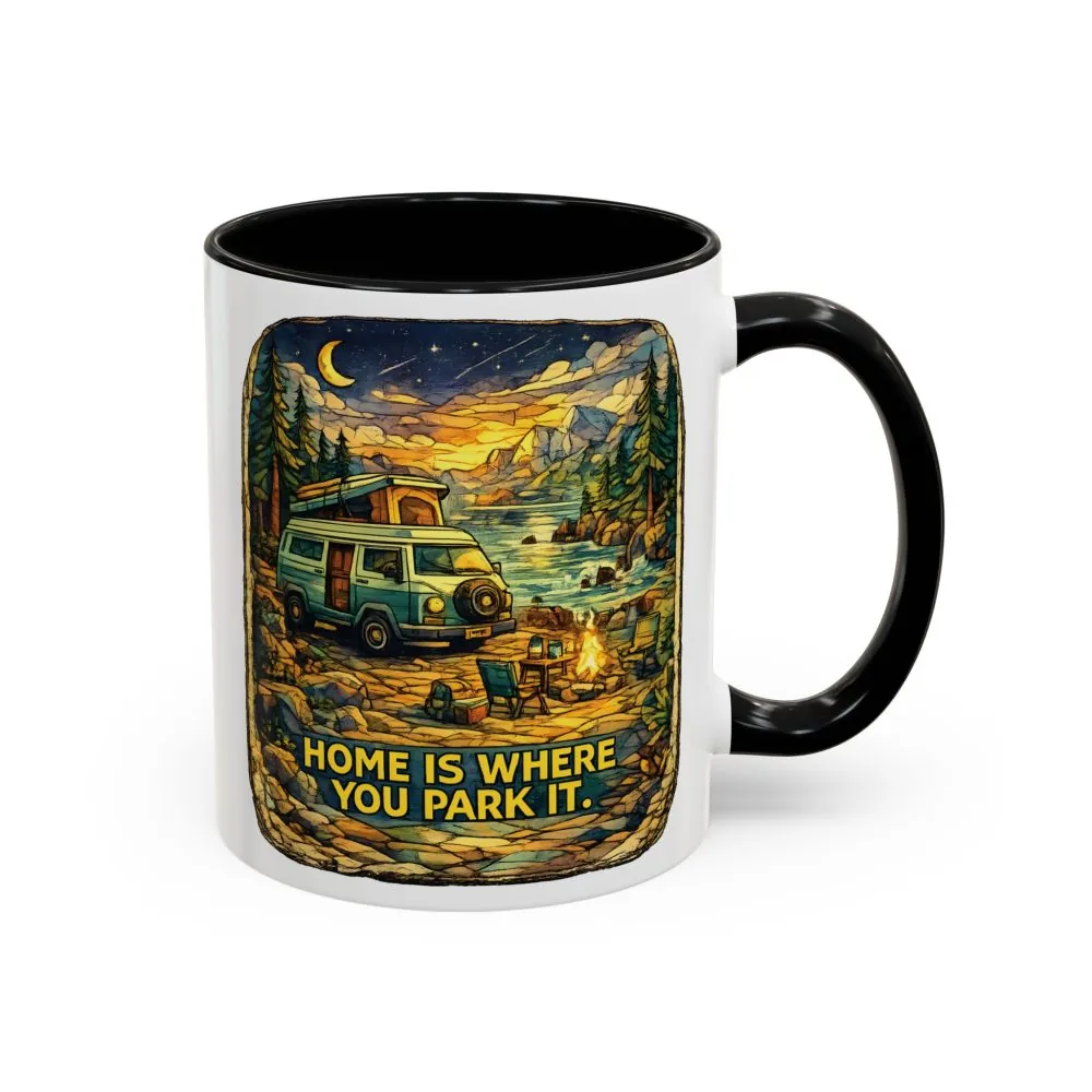 12670960639816364119_2048.jpeg Accent Coffee Mug (11, 15oz) — "Home Is Where You Park It" Design Cubic-Line