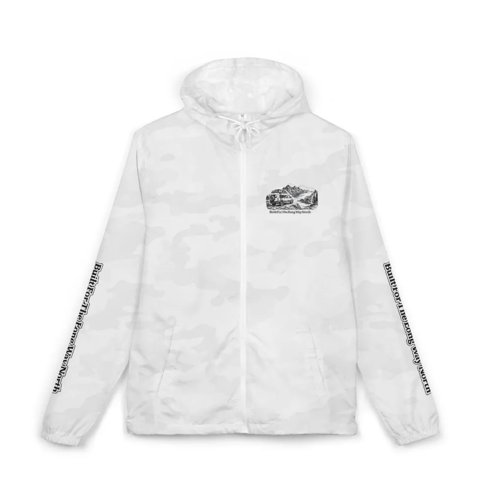 Unisex Full-Zip Windbreaker Jacket — "Built For The Long Way North" (Design "Minimal-Line")
