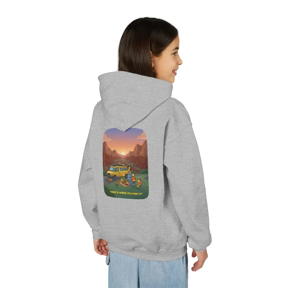 Youth Hoodie(Gildan) – "Home Is Where You Park It"" (Design Sitcom-Line)