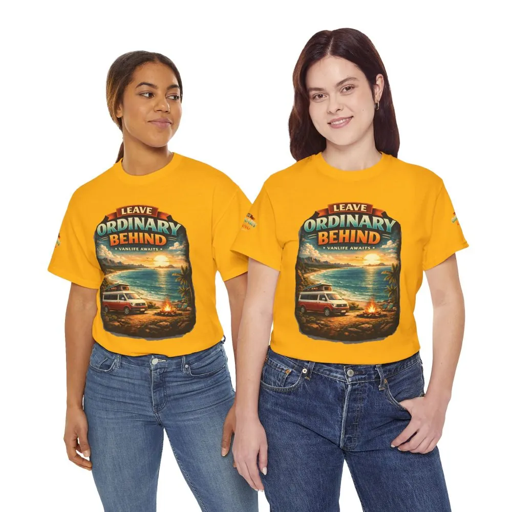 Unisex Heavy Cotton Tee — "Leave Ordinary Behind" Design Scenic-Line