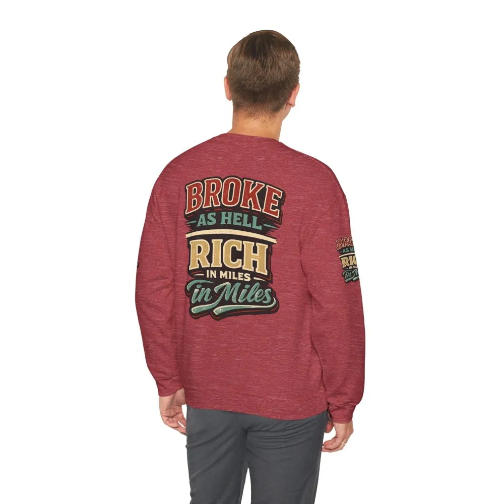 Unisex Heavy Blend™ Crewneck Sweatshirt — "Broke As Hell" Design F**K-Line