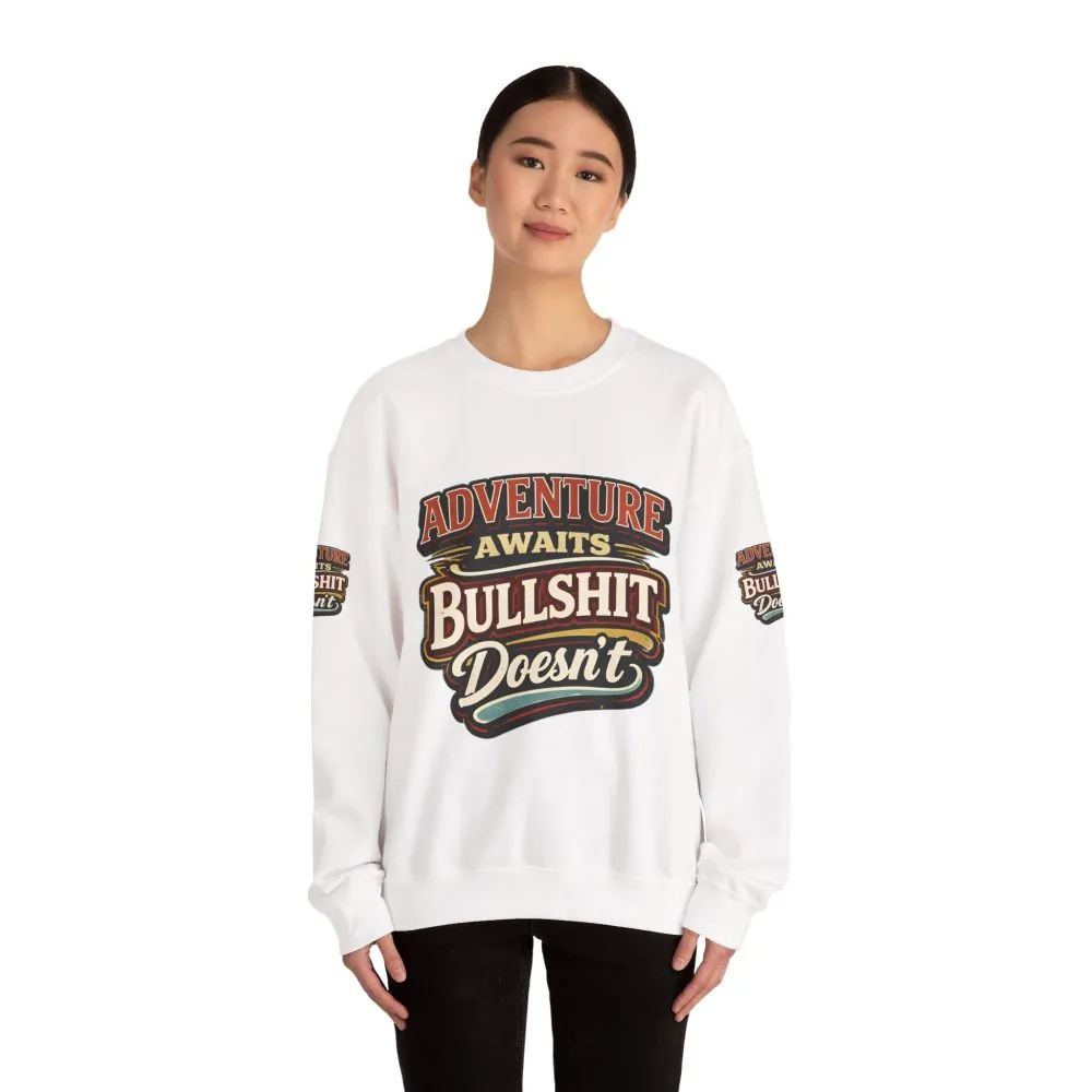 Unisex Heavy Blend™ Crewneck Sweatshirt — "Adventure Awaits" Design F**K-Line