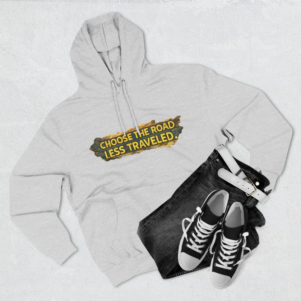 Three-Panel Fleece Hoodie - "Choose The Road Less Traveled" Design Cubic-Line