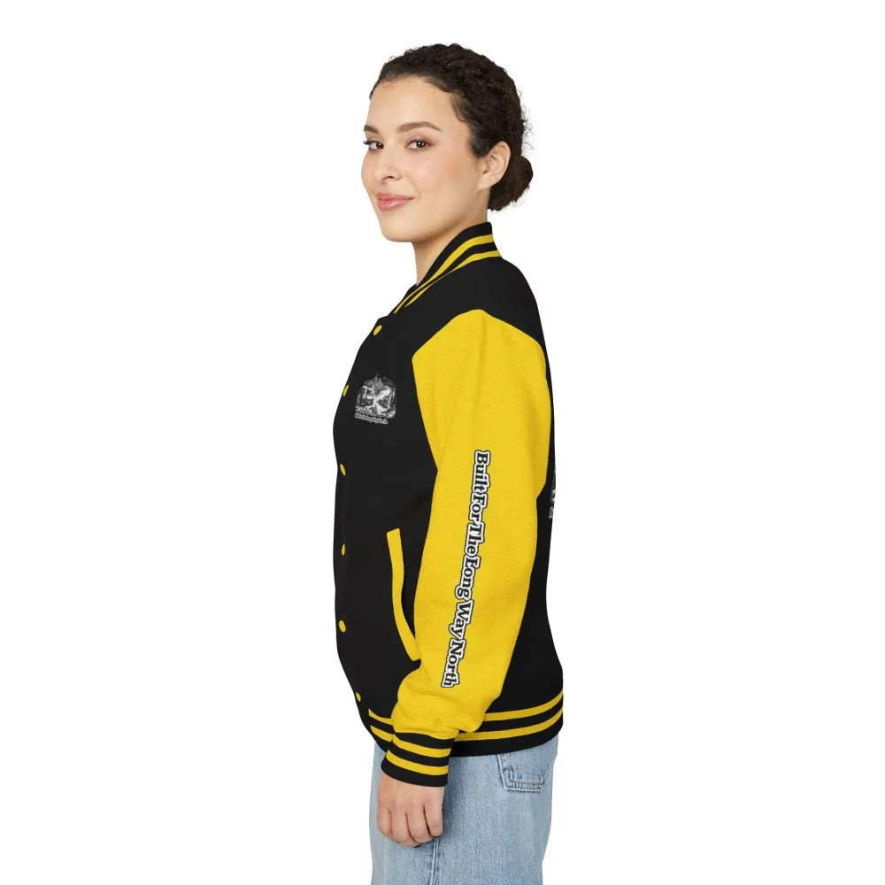 Unisex Heavyweight Letterman Jacket — "Built For The Long Way North" Travel Varsity Coat