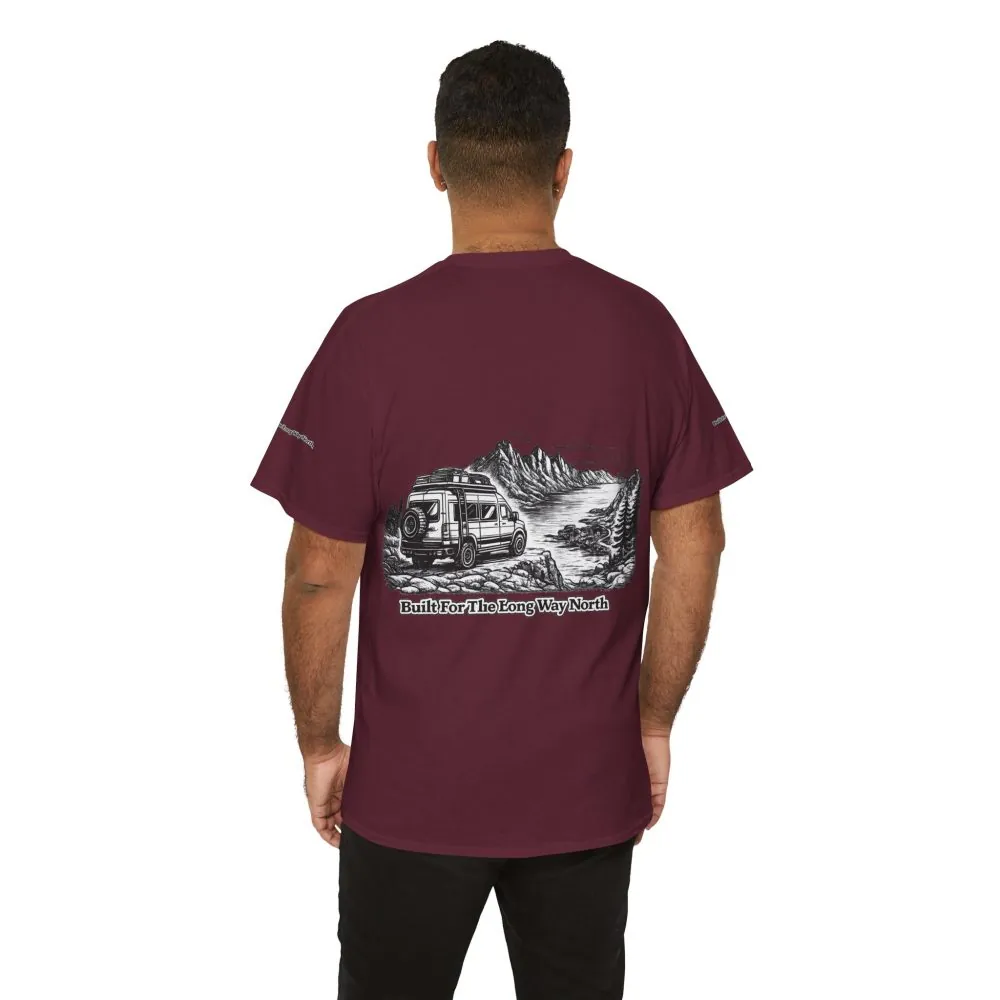 Unisex Heavy Cotton Tee — "Built For The Long Way North" Design Minimal-Line