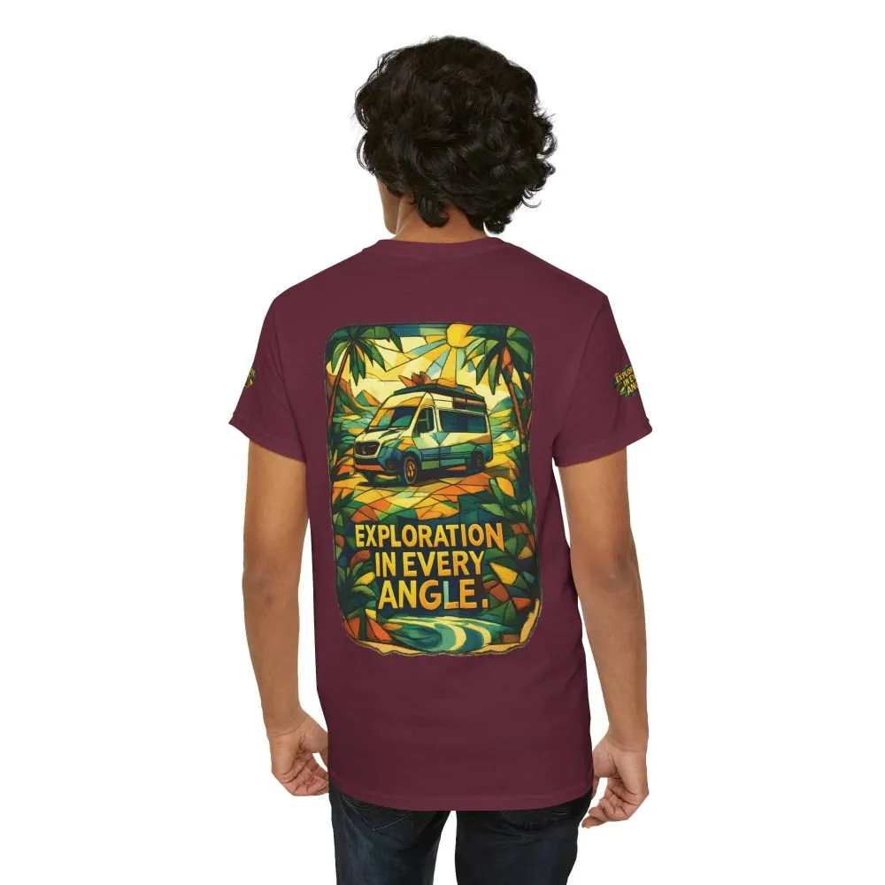 Unisex Heavy Cotton Tee — "Exploration In Every Angle" Design Cubic-Line