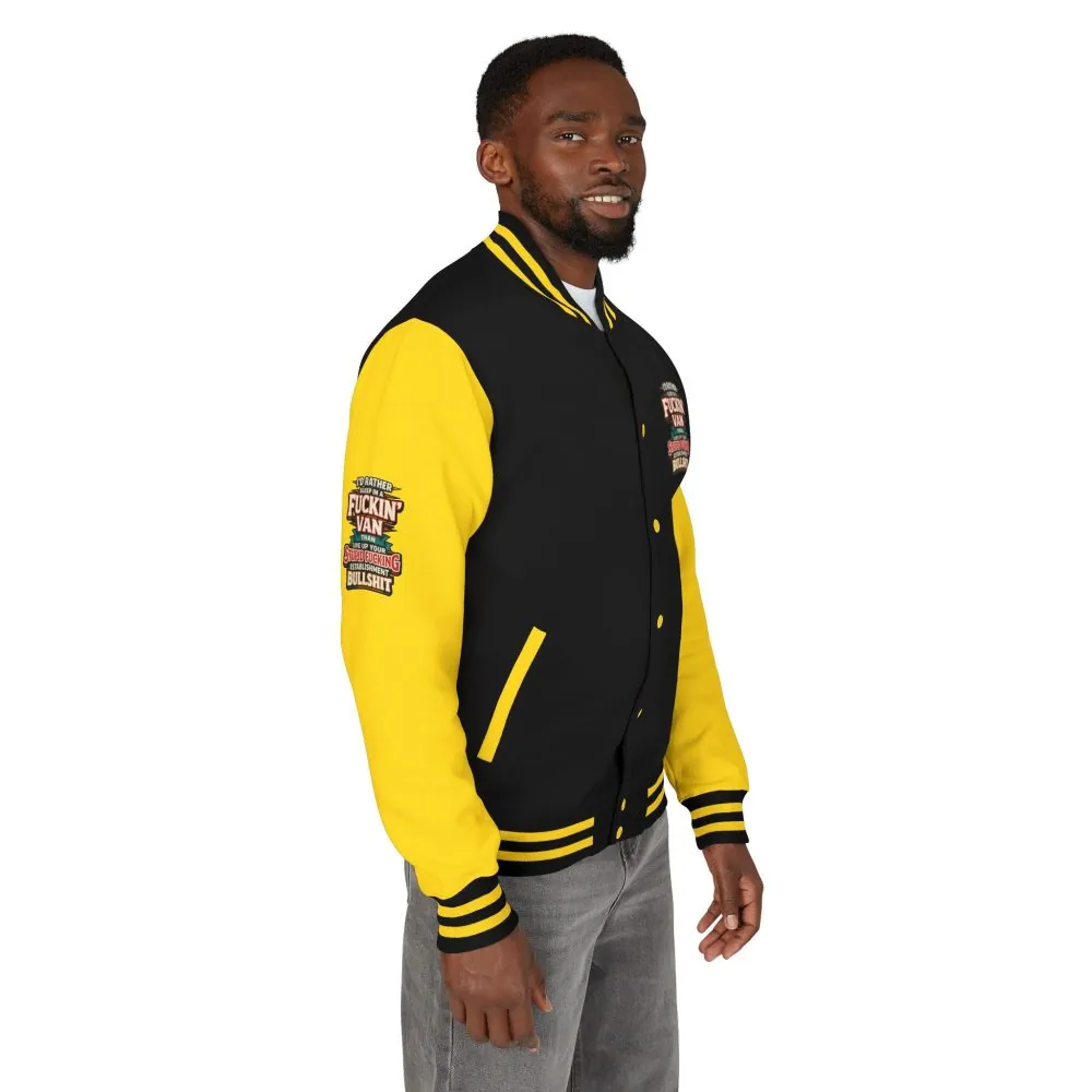 Unisex Heavyweight Letterman Jacket — "I´d Rather Sleep in A Fucking Van" Design F**K-Line