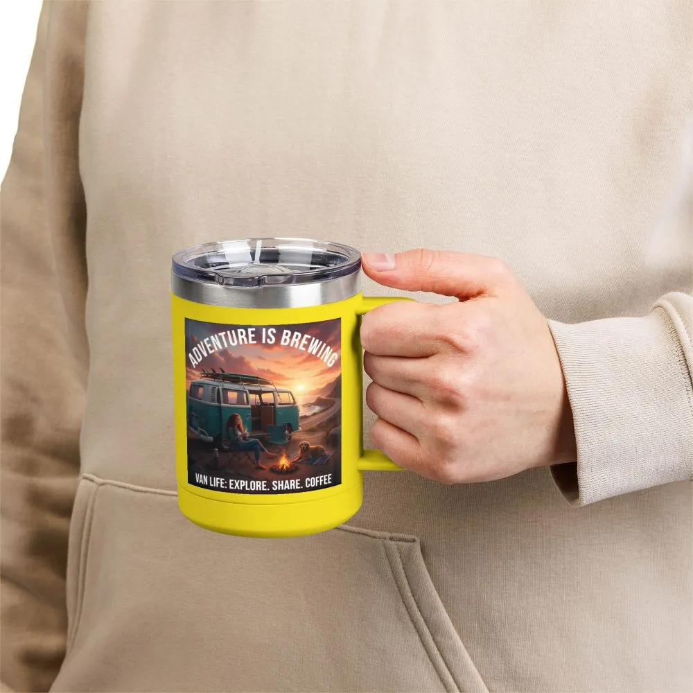 12710427607724759104_2048.jpeg Coffee Mug Tumbler, 15oz-- "Adventure Is Brewing"
