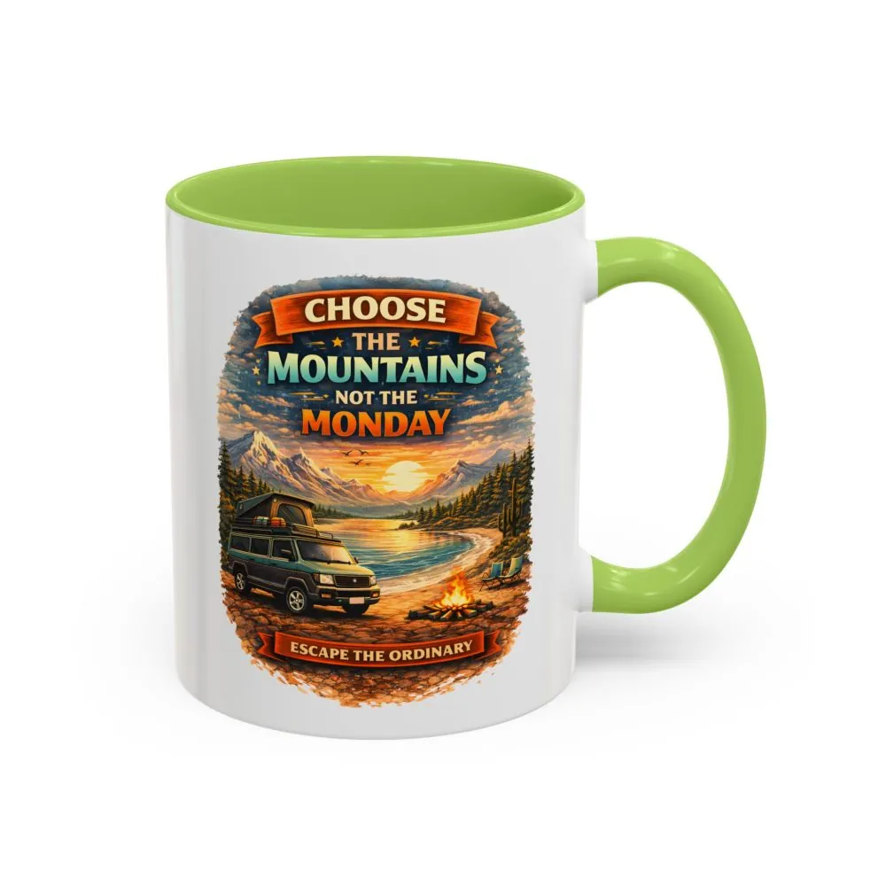 Accent Coffee Mug (11, 15oz) — "Choose The Mountens" Design Scenic-Line