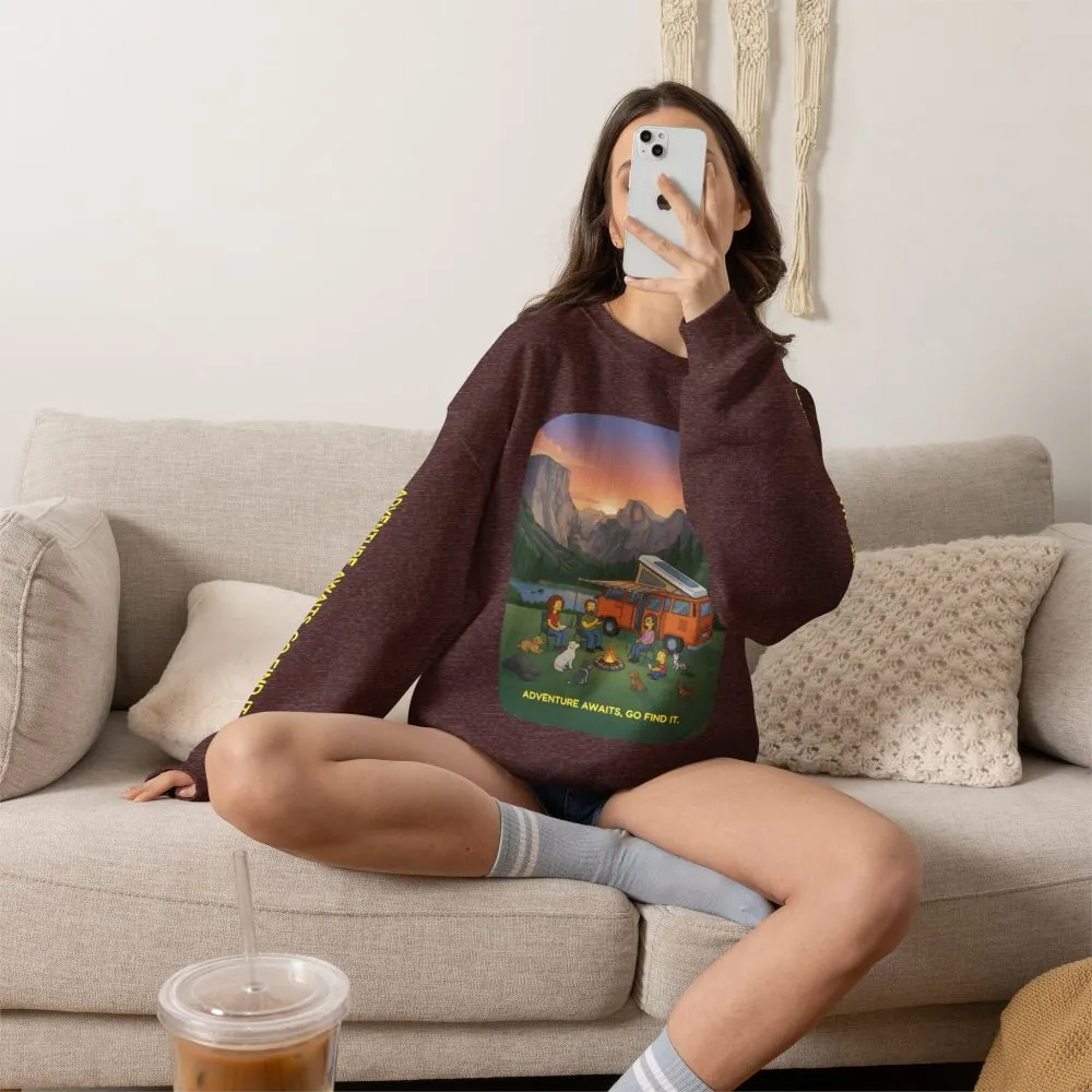 Unisex Heavy Blend™ Crewneck Sweatshirt — "Adventure Awaits-Go Find It"" Design Sitcom-Line