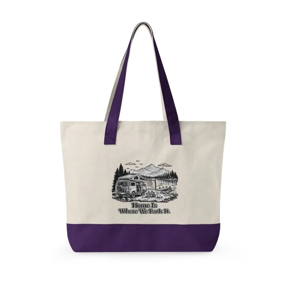 12734023151908007667_2048.jpeg Zippered Canvas Tote — "Home Is Where You Park It" (Design Minimal-Line)