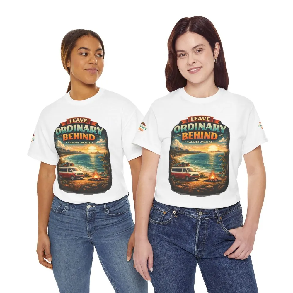 Unisex Heavy Cotton Tee — "Leave Ordinary Behind" Design Scenic-Line