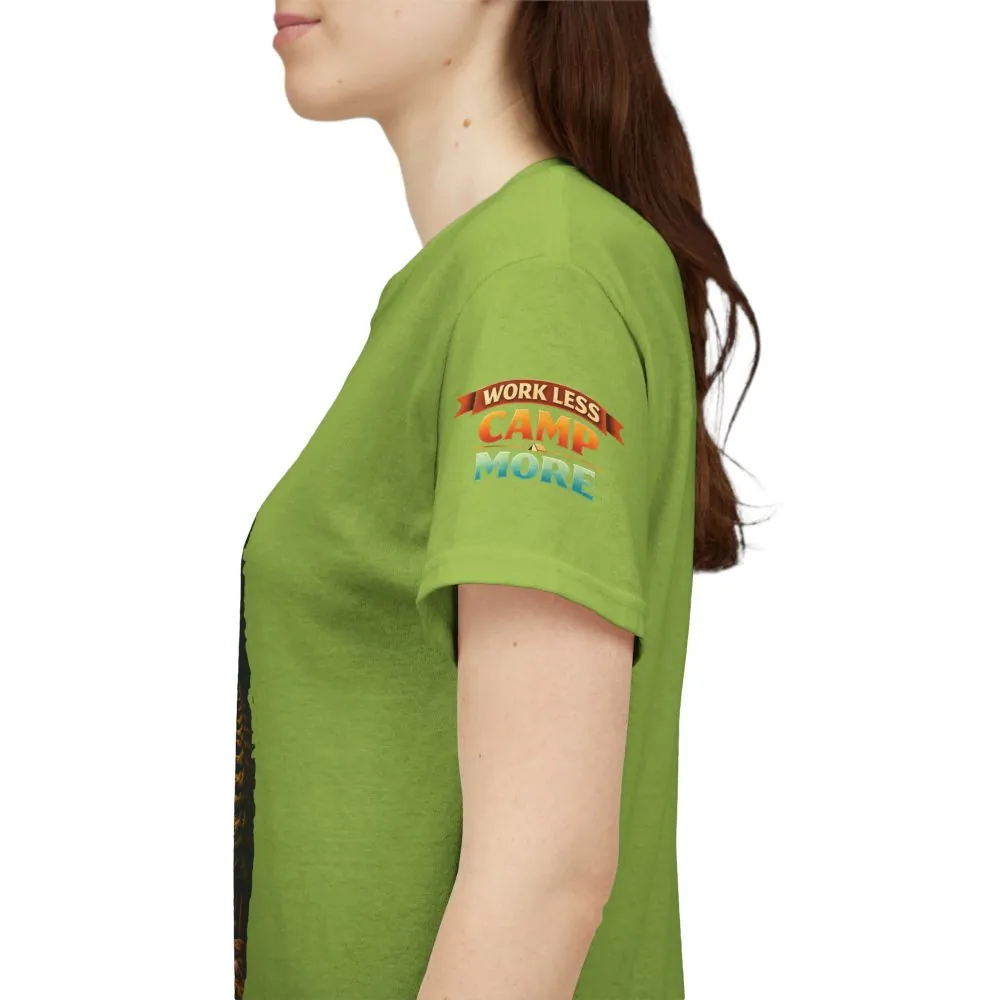 Unisex Heavy Cotton Tee — "Work Less Camp More" Design Scenic-Line