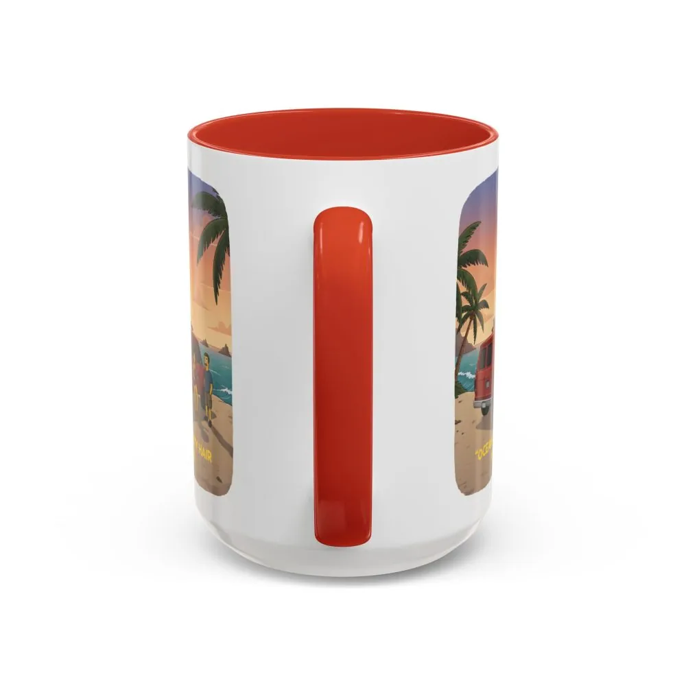 Accent Coffee Mug (11, 15oz) — "Ocean Air Salty Hair Van Life" Design Sitcom-Line