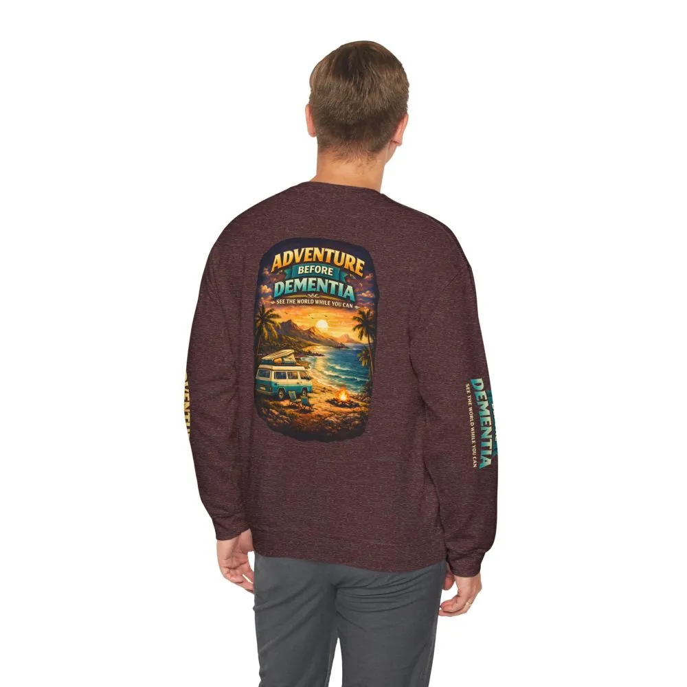 Unisex Heavy Blend™ Crewneck Sweatshirt — "Adventure Before Dementia" Design Scenic-Line