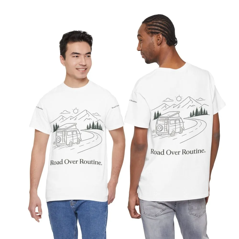 12749967176270739501_2048.jpeg Unisex Heavy Cotton Tee — "Road Over Routine" Design Minimal-Line
