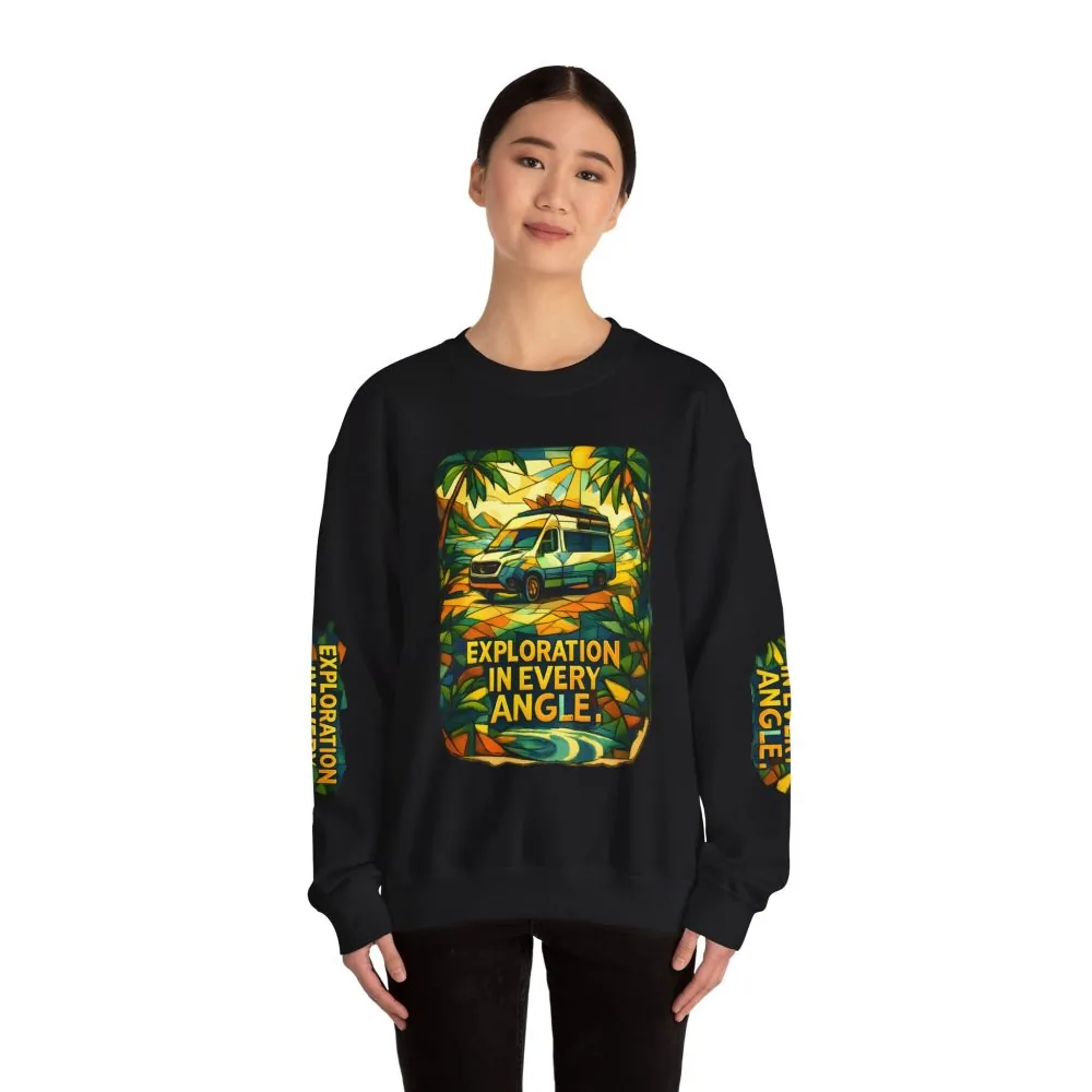 Unisex Heavy Blend™ Crewneck Sweatshirt — "Exploration In Every Angle" Design Cubic-Line