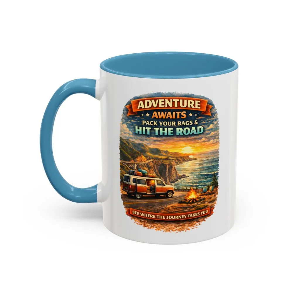 12762035354934040760_2048.jpeg Accent Coffee Mug (11, 15oz) — "Adventure Awaits-Pack Your Bags" Design Scenic-Line