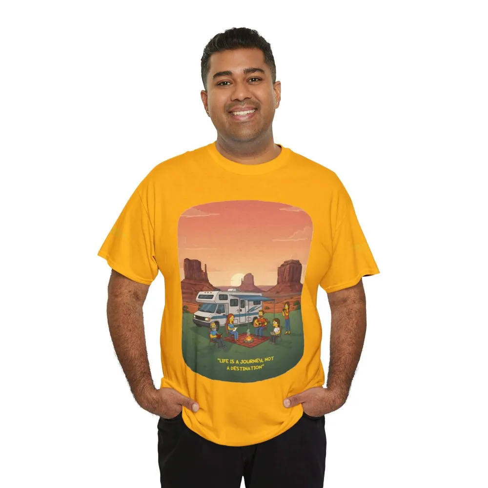 Unisex Heavy Cotton Tee — "Life Is A Journey-Not A Destination" Design Sitcom-Line
