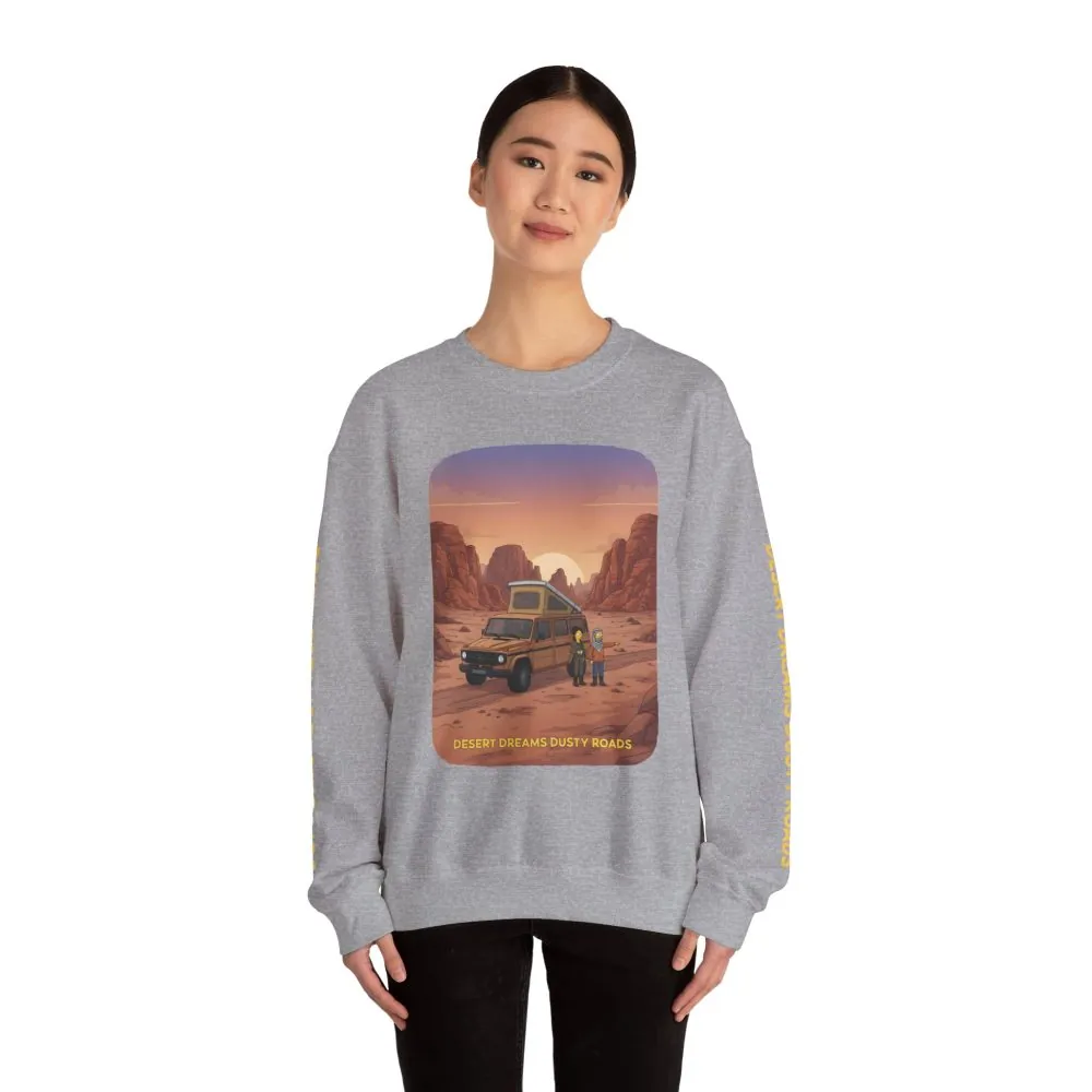 Unisex Heavy Blend™ Crewneck Sweatshirt — "Desert Dreams Dusty Roads" Design Sitcom-Line