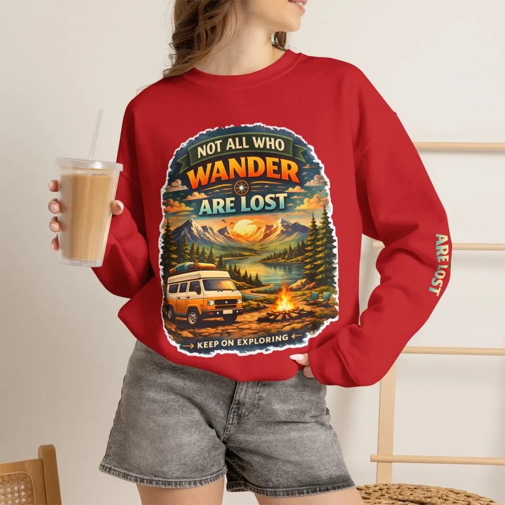 12768324448501430533_2048.jpeg Unisex Heavy Blend™ Crewneck Sweatshirt — "Not All Who Wander Are Lost" Design Scenic-Line