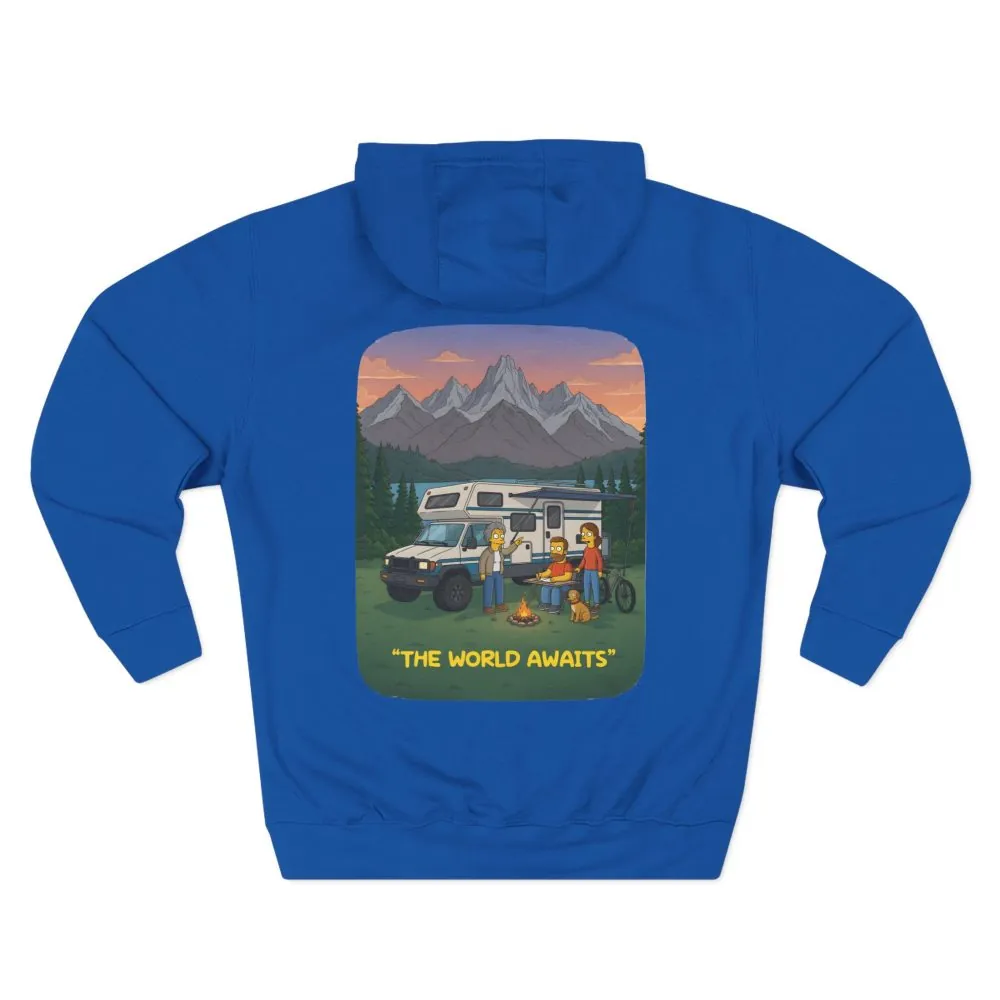 1277210994432378357_2048.jpeg Three-Panel Fleece Hoodie - "The World Awaits" Design Sitcom-Line