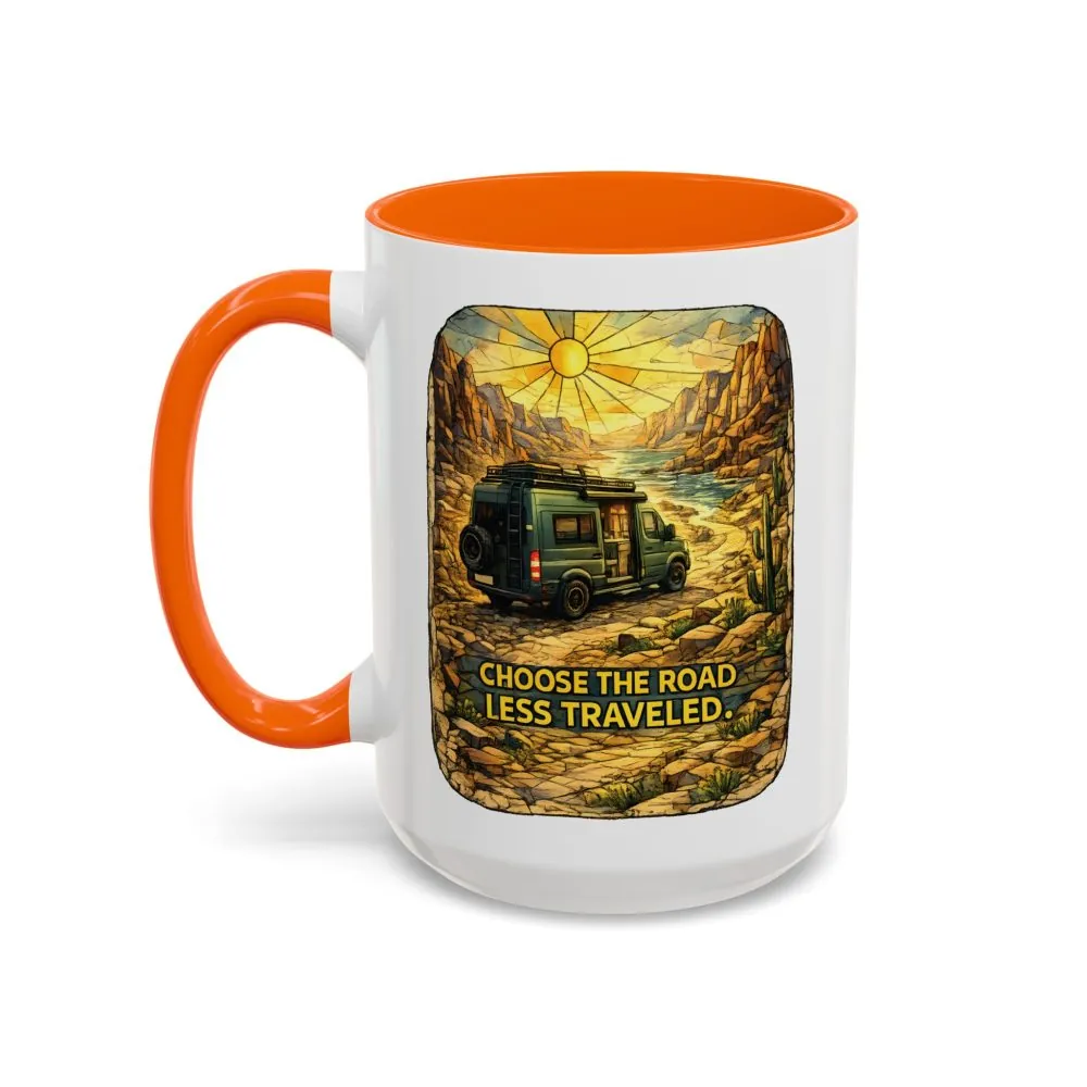 12773740938232663087_2048.jpeg Accent Coffee Mug (11, 15oz) — "Choose The Road Less Traveled" Design Cubic-Line