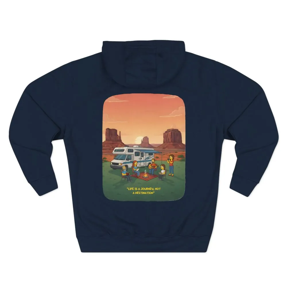 Three-Panel Fleece Hoodie - "Life Is A Journey-Not A Destination" Design Sitcom-Line