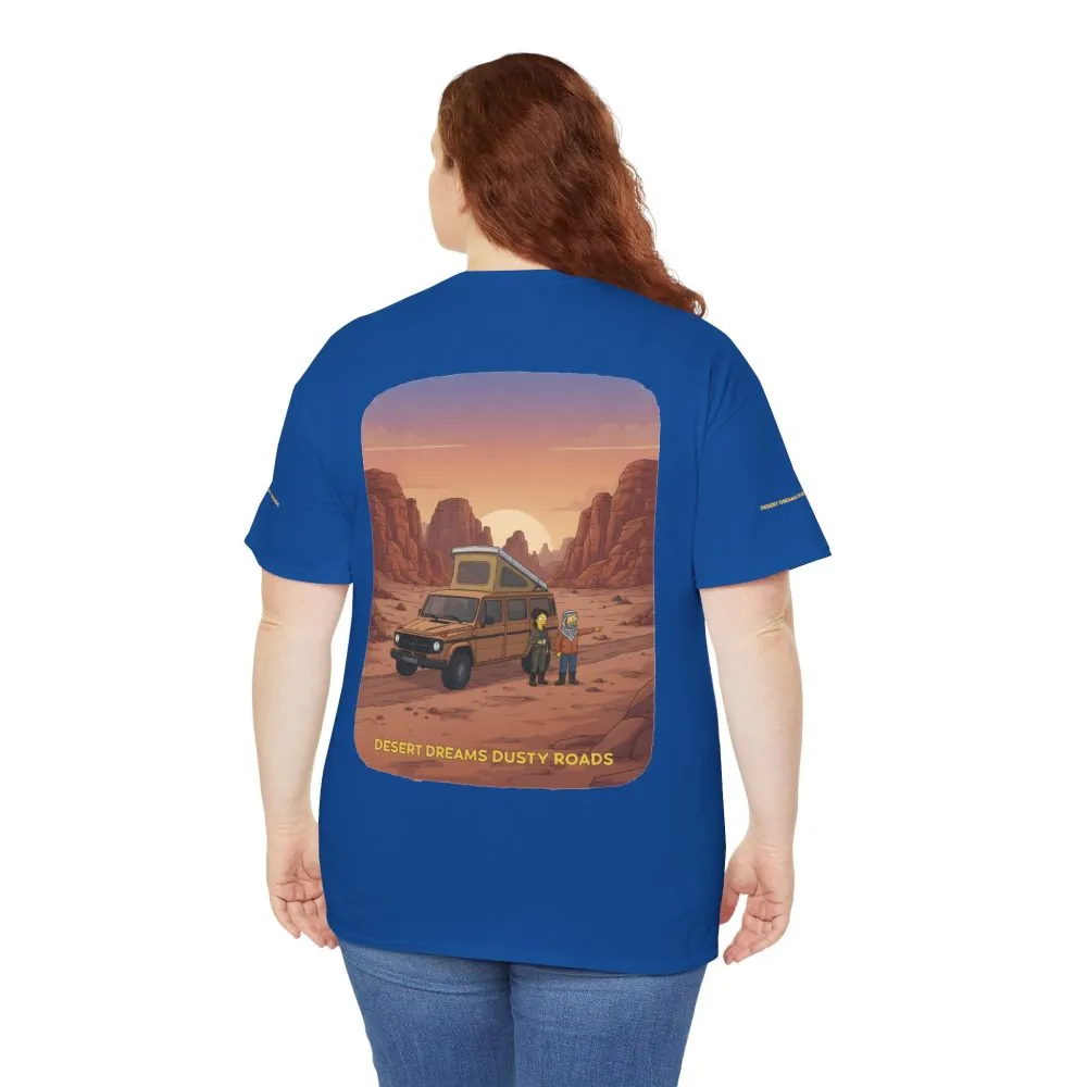 Unisex Heavy Cotton Tee — "Desert Dreams Dusty Roads" Design Sitcom-Line