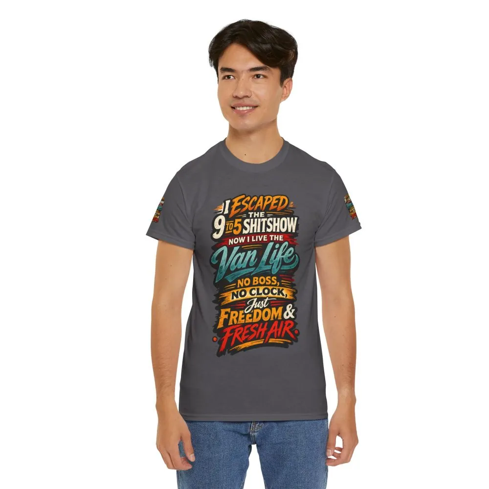 12783691448609809293_2048.jpeg Unisex Heavy Cotton Tee — "I Escaped The 9 To 5" Design F**K-Line