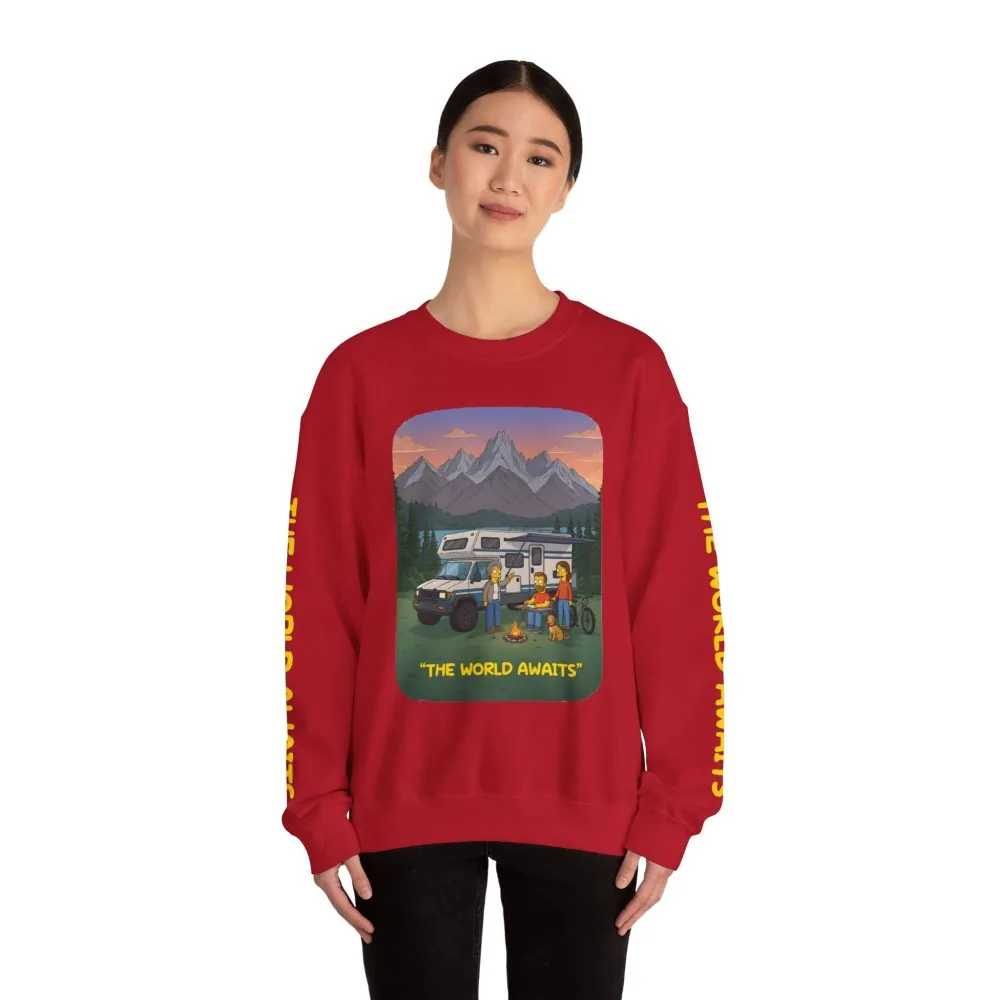 12788678544323728751_2048.jpeg Unisex Heavy Blend™ Crewneck Sweatshirt — "The World Awaits" Design Sitcom-Line
