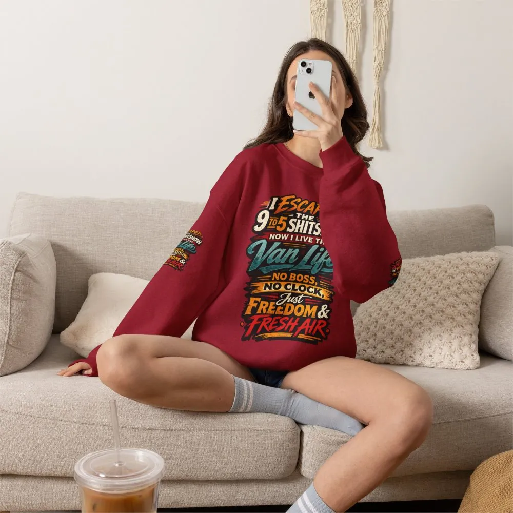 Unisex Heavy Blend™ Crewneck Sweatshirt — "I Escaped The 9 To 5" Design F**K-Line