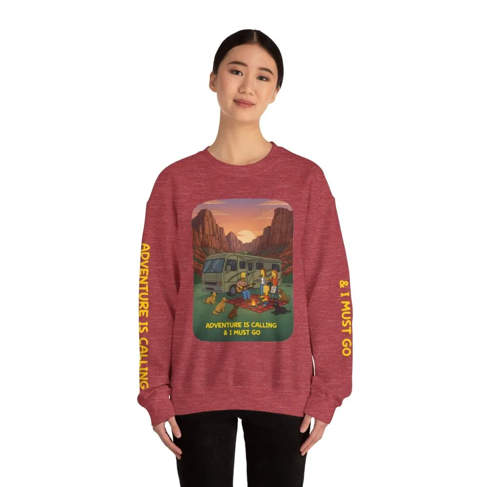 12793718584407255951_2048.jpeg Unisex Heavy Blend™ Crewneck Sweatshirt — "Adventure Is Calling-I Must Go" Design Sitcom-Line