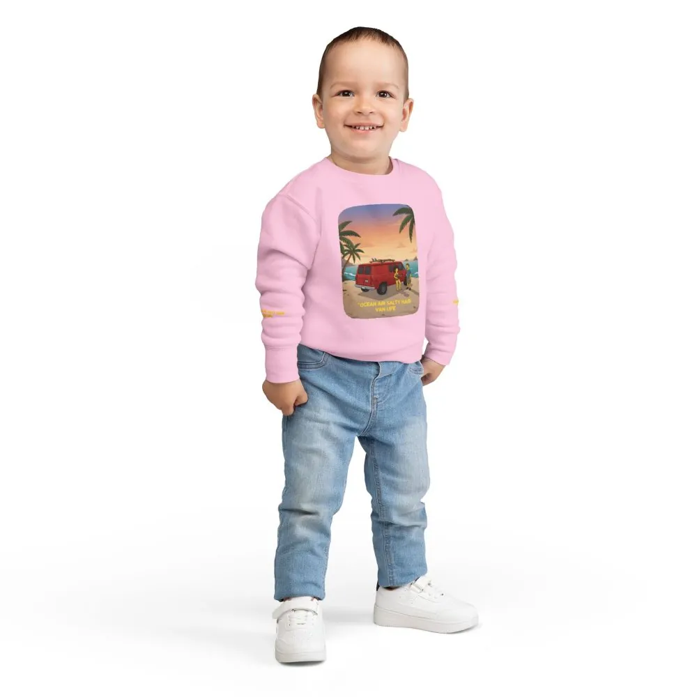 12799533038492683957_2048.jpeg Toddler Sweatshirt - "Ocean Air Salty Hair Van Life" (Design Sitcom-Line)