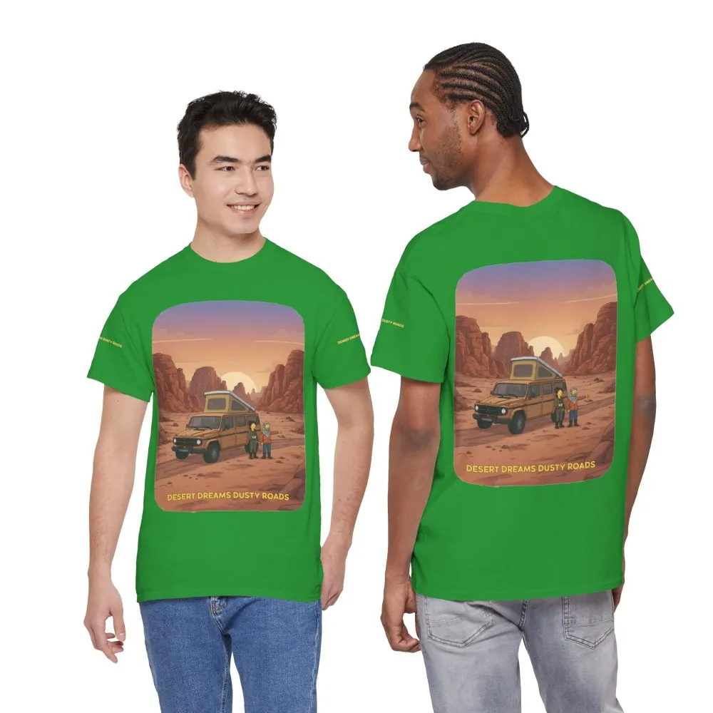 Unisex Heavy Cotton Tee — "Desert Dreams Dusty Roads" Design Sitcom-Line