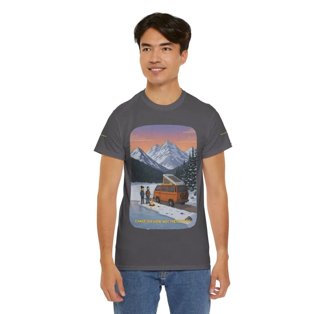Unisex Heavy Cotton Tee — "Chase The Views-Not The Crowds" Design Sitcom-Line