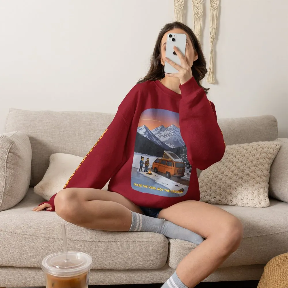 Unisex Heavy Blend™ Crewneck Sweatshirt — "Chase The Views-Not The Crowds"" Design Sitcom-Line