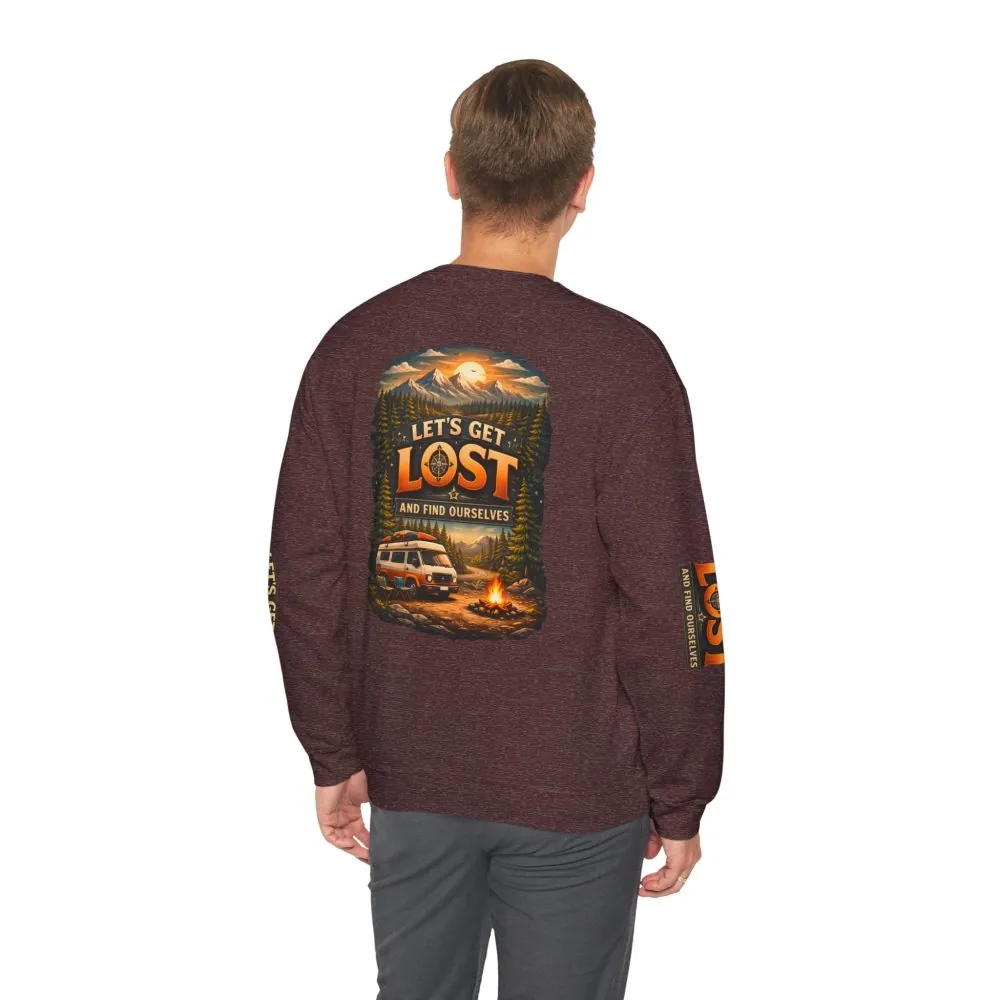 Unisex Heavy Blend™ Crewneck Sweatshirt — "Let´s Get Lost And Found Ourselfs" Design Scenic-Line