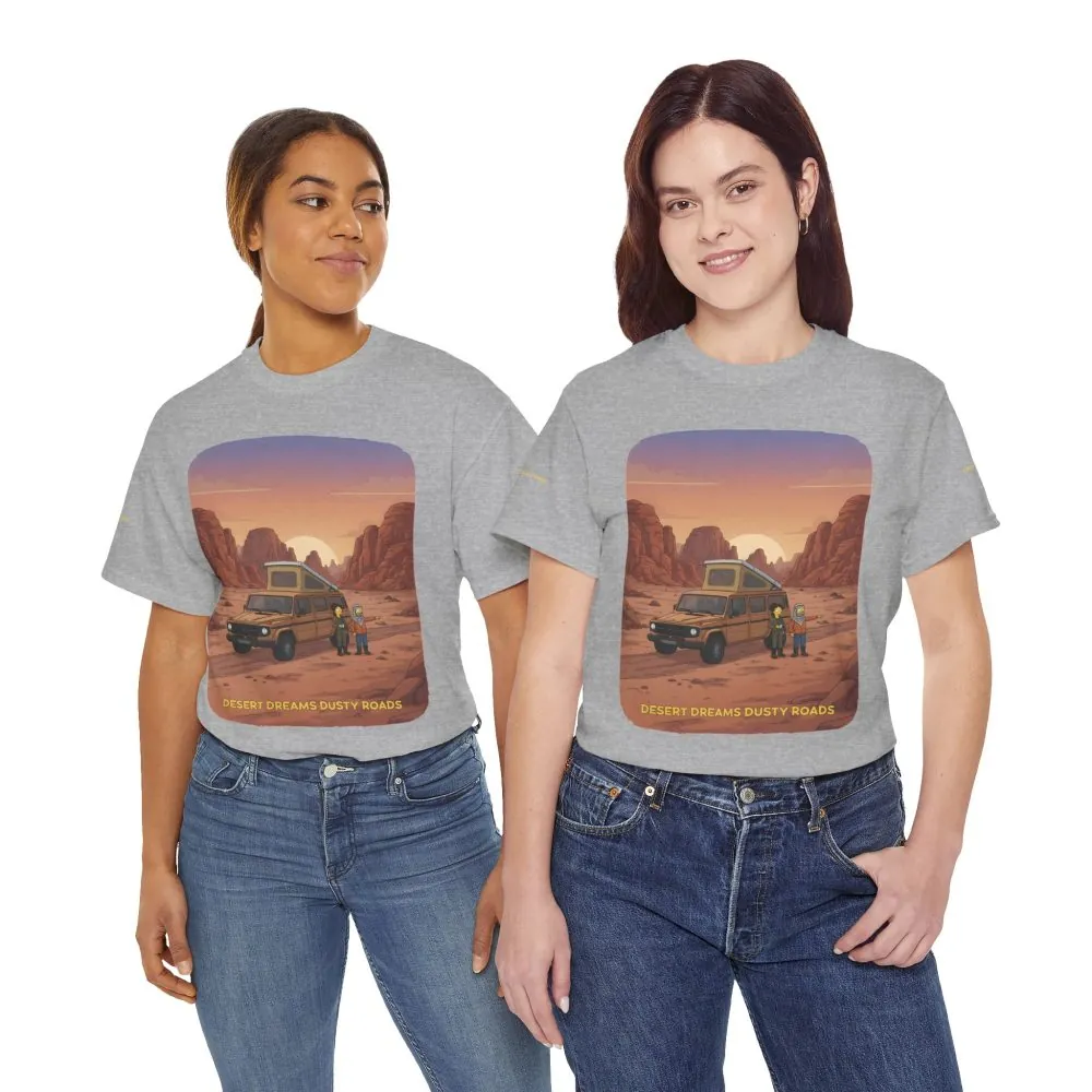 Unisex Heavy Cotton Tee — "Desert Dreams Dusty Roads" Design Sitcom-Line