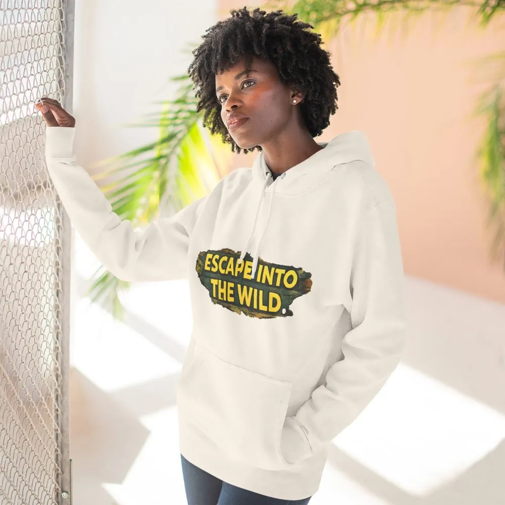 Three-Panel Fleece Hoodie - "Escape Into The Wild" Design Cubic-Line